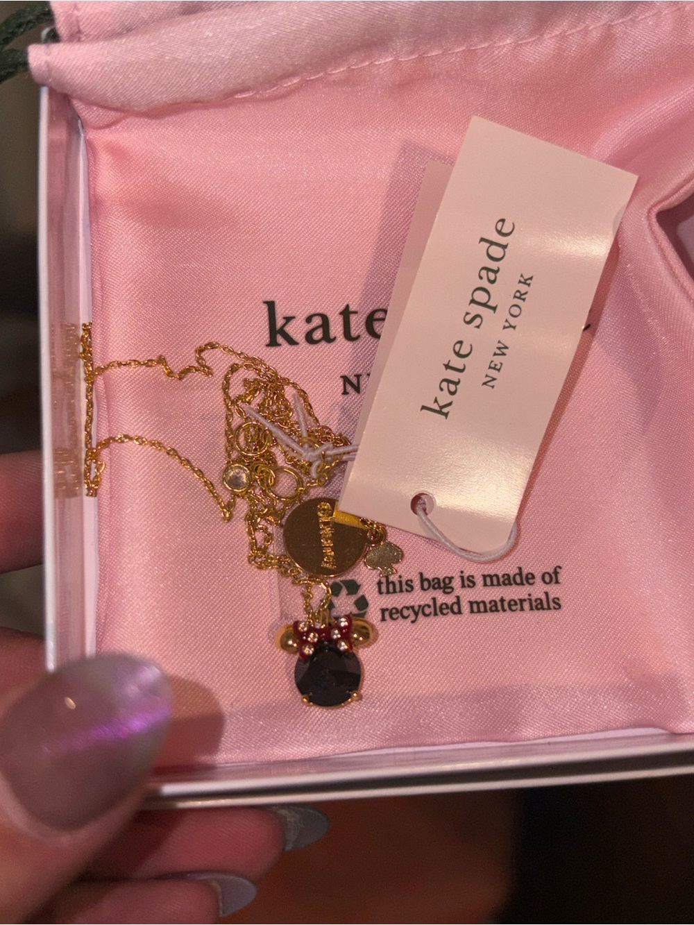 Kate Spade NWT Disney Minnie Mouse Gold Necklace